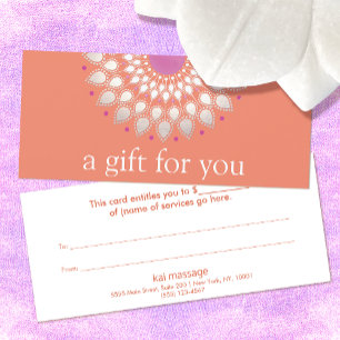 Carte Pink Lotus Flower Massage Floral Certificat cadeau