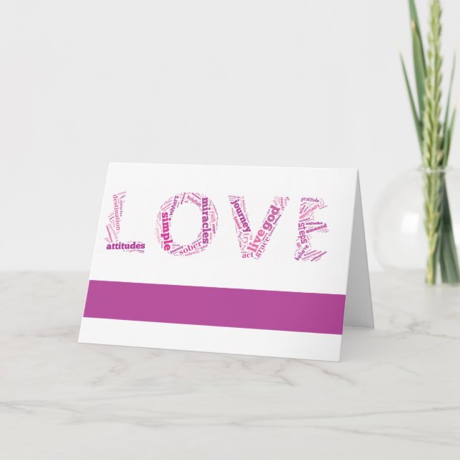 Carte Pink Love Sobriety Anniversary Card (Devant)