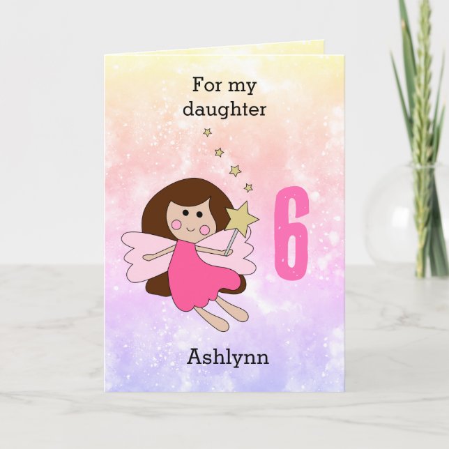 Carte Pink Magic Fairy 6th Birthday Card (Devant)