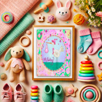 Pink mignonne Stork Whimsical Oh Baby Girl