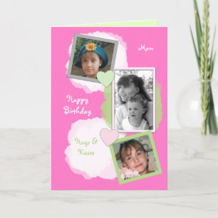 Carte Pink Mom Anniversaire Photo saluant