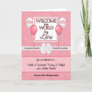 Carte Pink New Baby Girl Libra Félicitations