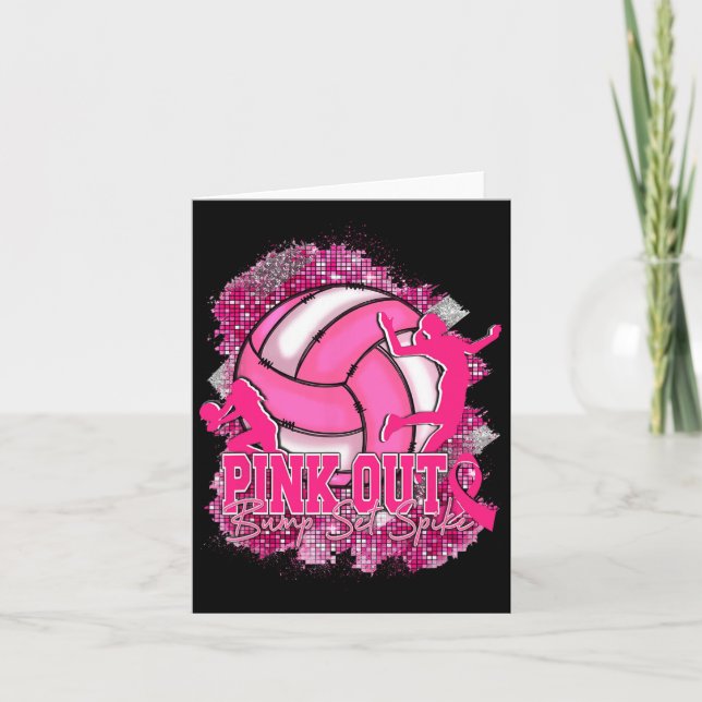 Carte Pink Out Volleybyll Pink Ribbon Cancer du sein Awa (Devant)