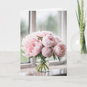 Carte Pink Peony Bouquet pour la pensée de vous