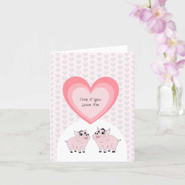 Carte Pink piggy couple  (Orchidée)