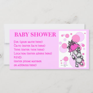 Carte Pink Polk a Dot Poodle Baby shower