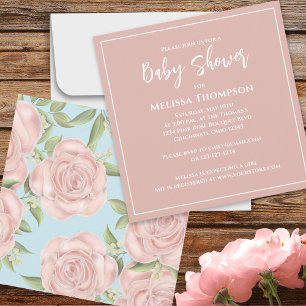 Carte Pink Pretty Botanical Baby Girl Rose Bouquet Cute
