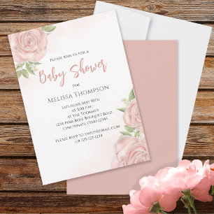 Carte Pink Pretty Botanical Baby Girl Rose mignon Bouque
