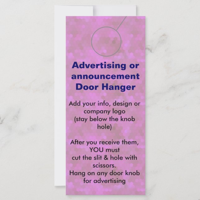 Carte PINK Publicité étiquettes de promotion des AFFICHE (Devant)