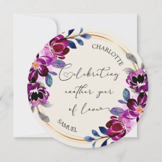 Carte Pink Purple Floral Celebrate Love Anniversary Card
