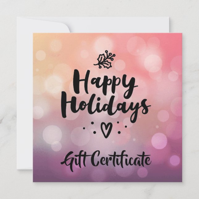 Carte Pink Purple Happy Holidays Certificat cadeau (Devant)