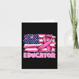 Carte Pink Ribbon American Flag Educateur Cancer du sein