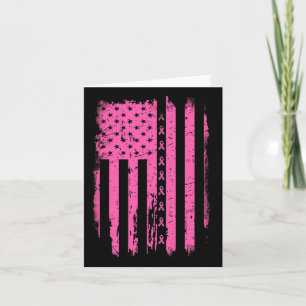 Carte Pink Ribbon American Flag Usa Breast Cancer Award