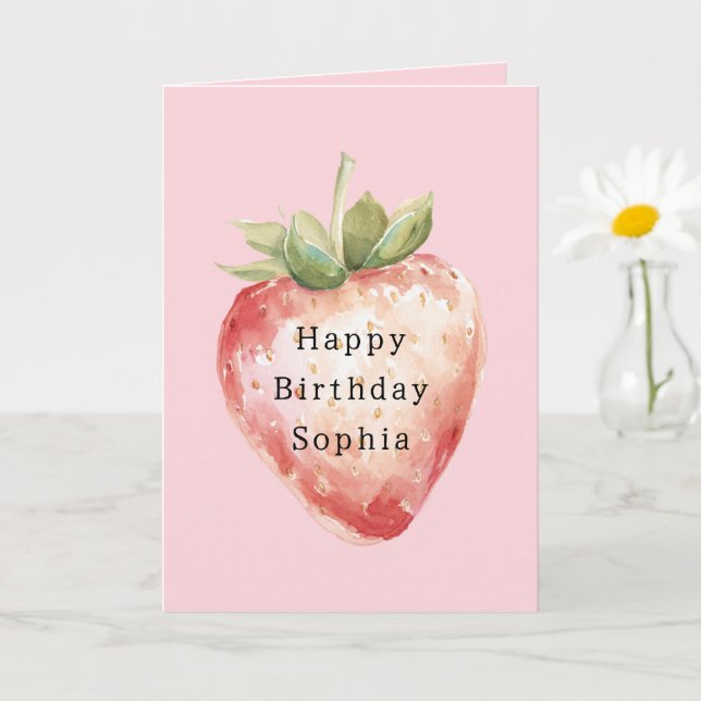 Carte Pink Strawberry Fruit Birthday (Petite plante)