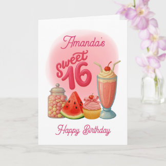 Carte Pink Sweet Sixteen Birthday Card