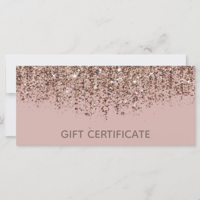 Carte Pink Taupe bronze Parties scintillant or certifica (Devant)