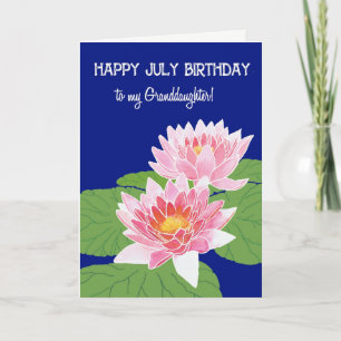 Carte Pink Water Lys Juillet Anniversaire Petite-fille