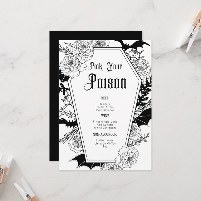 Carte Pink Your Poison Dark Moody Mariage gothique (Devant/Arrière en situation)