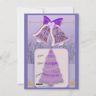 Carte Pins d'hiver de lavande avec cloches