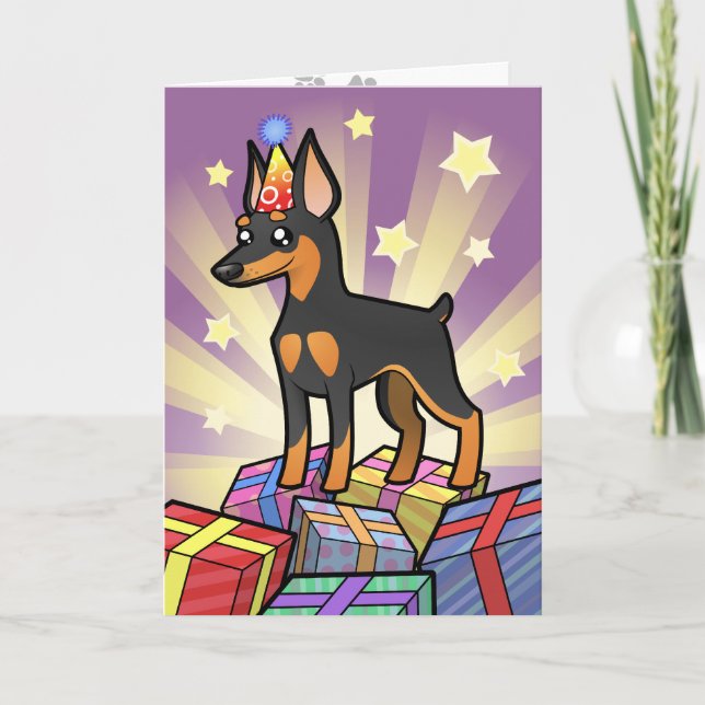 Carte Pinscher miniature d'anniversaire/Manchester (Devant)