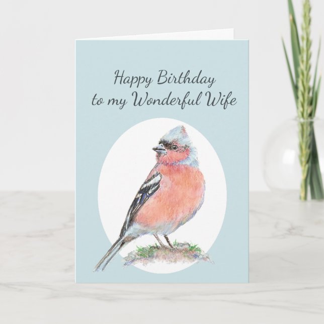 Carte Pinson Mignon Aquarelle Anniversaire Merveilleuse  (Devant)