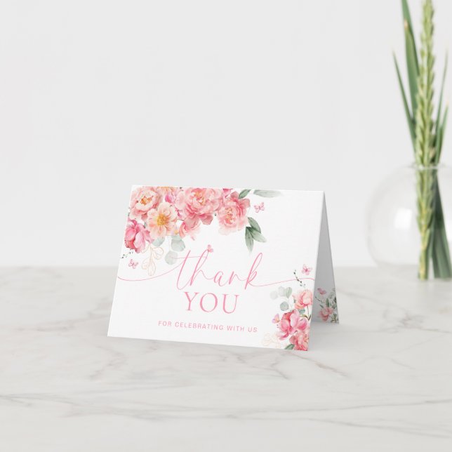 Carte Piper Peony Papillon Fête des mariées Merci (Devant)