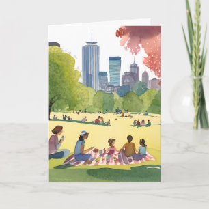 Carte Pique-nique à Boston Common Peinture à l'aquarel