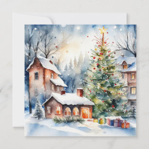 Carte Pique-nique de Noël village de Noël