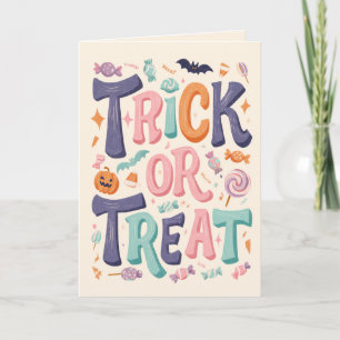 Carte Pique Ou Traiter Pastel Halloween