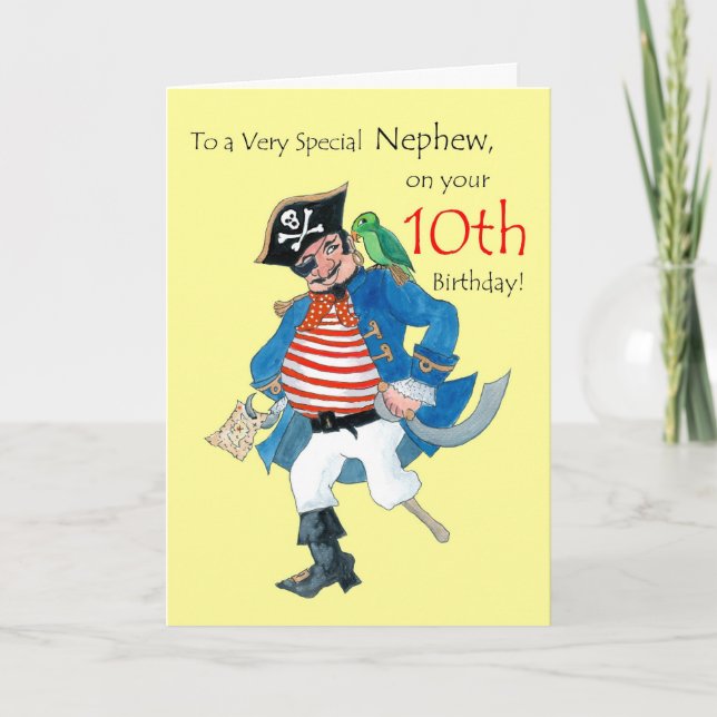 Carte Pirate 10th Birthday Card pour un Nephew (Devant)