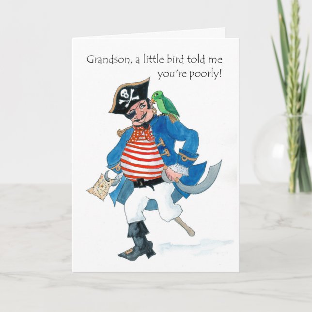 Carte Pirate Get Well Bientôt Card pour un petit-fils (Devant)
