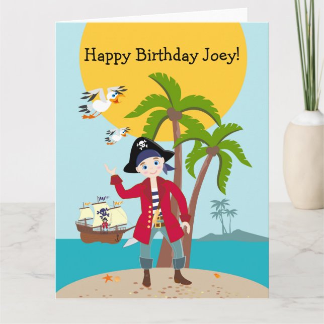 Carte Pirate kid birthday (Devant)
