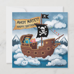 Carte Pirate Ship Birthday Card - Ahoy Matey!