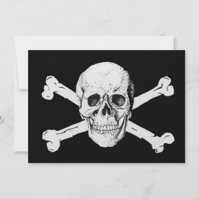 Carte Pirates crâne noir et os croisés (Devant)
