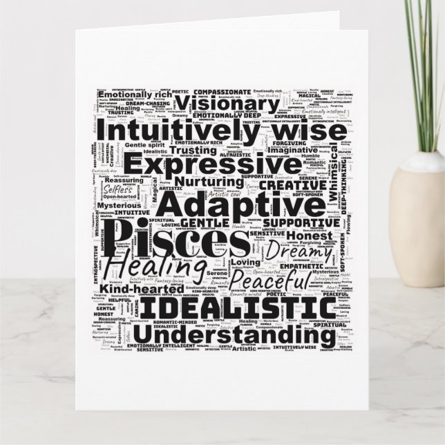 Carte Pisces Mot Cloud Inspiration Zodiaque (Devant)