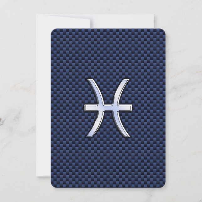 Carte Pisces Zodiac Sign on Blue Carbon Fibre Print (Devant)