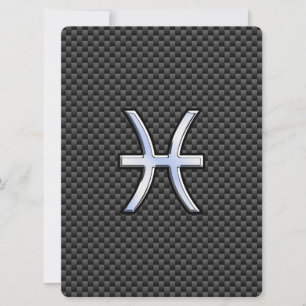 Carte Pisces Zodiac Sign on Carbon Fibre Print
