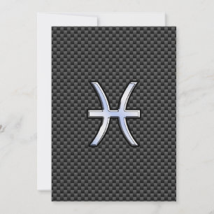 Carte Pisces Zodiac Sign on Carbon Fibre Print