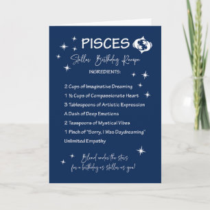 Carte Pisces Zodiac Stellar Recette d'anniversaire