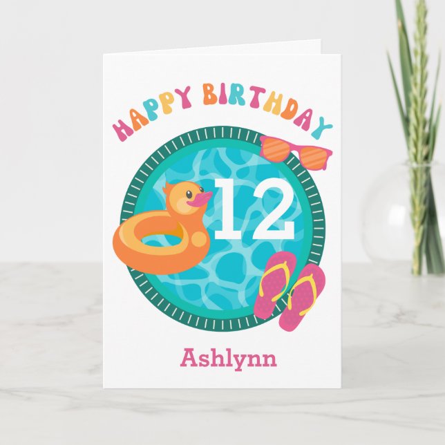 Carte Piscine Été 12e anniversaire (Devant)
