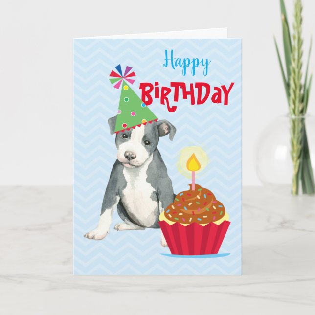 Carte Pit Bull Cupcake d'anniversaire (Devant)
