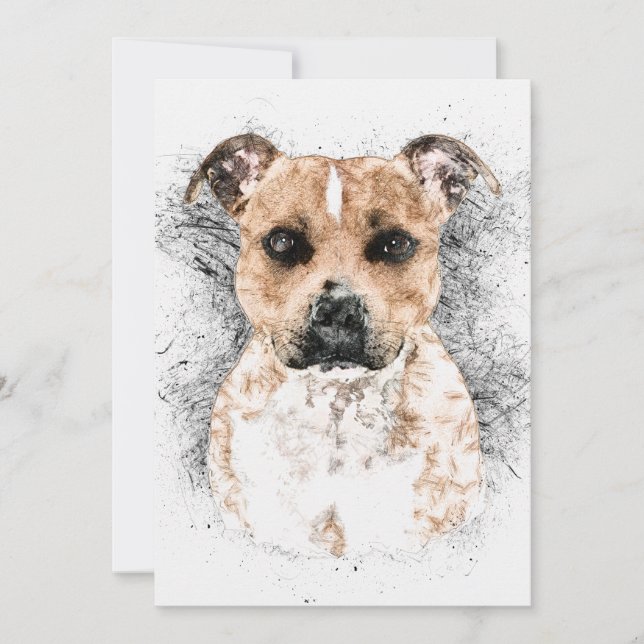 Carte Pit Bull Terrier Sketch sur Carburant 5" x 7" (Devant)