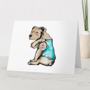 Carte Pitbull Chien I Love Papa Tattoo drôle Famille