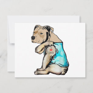 Carte Pitbull Chien I Love Papa Tattoo drôle Famille
