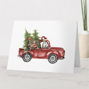 Carte Pitbull en voiture Noël Ornement Drôle Noël Cadeau