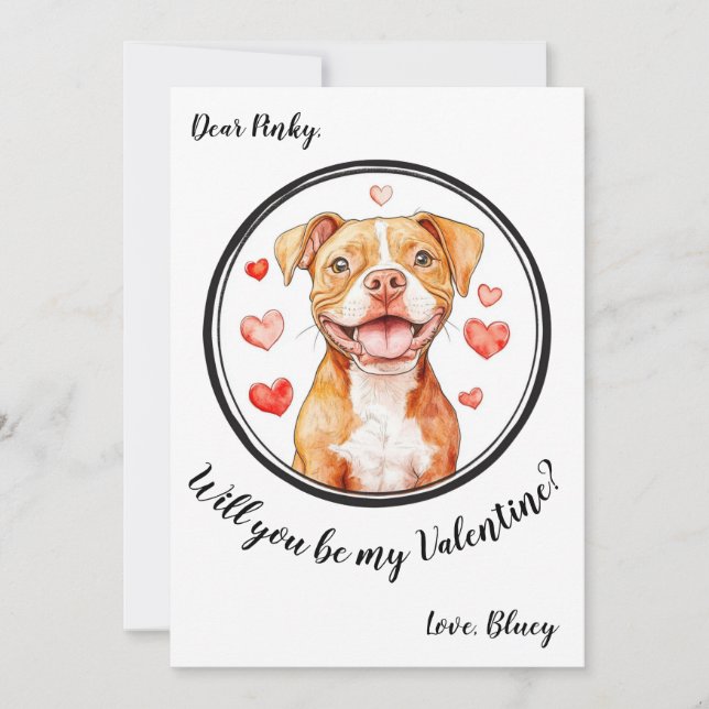 Carte Pittbull personnalisable Valentine's Day (Devant)