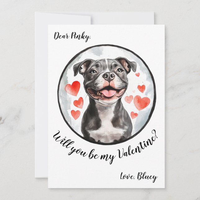 Carte Pittbull personnalisable Valentine's Day (Devant)