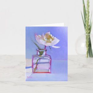 Carte 'Pivoine blanche simple dans Vase en verre