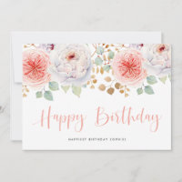 Pivoines pêche à l'aquarelle et feuilles d'or pour