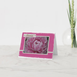 Carte Pivoines roses en fleur - juste puisque